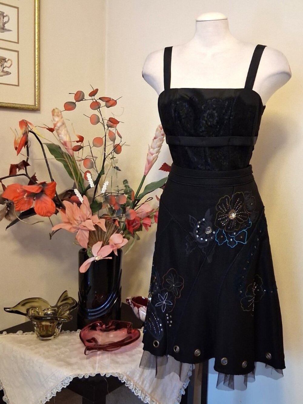 Simon Chang Quiet Luxury Embroidered Patchwork Statement Piece Skirts 12 - Picture 5 of 14